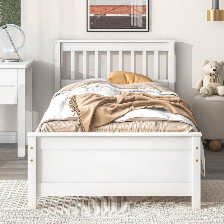 Twin Bed With Headboard And Footboard For Kids, Teens, Adults,With A Nightstand Image 4