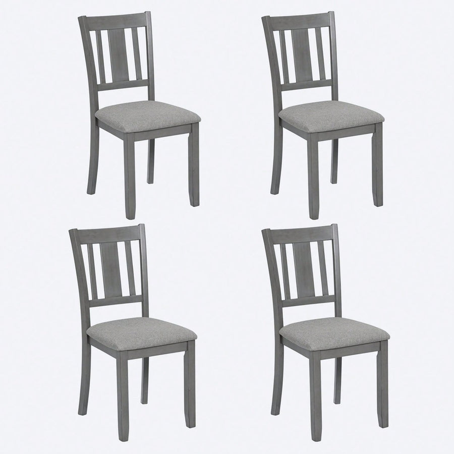 Wooden Dining Chairs Set Of 4, Kitchen Chair With Padded Seat, Upholstered Side Chair For Dining Room, Living Room Image 1