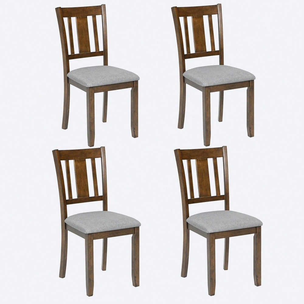 Wooden Dining Chairs Set Of 4, Kitchen Chair With Padded Seat, Upholstered Side Chair For Dining Room, Living Room Image 2