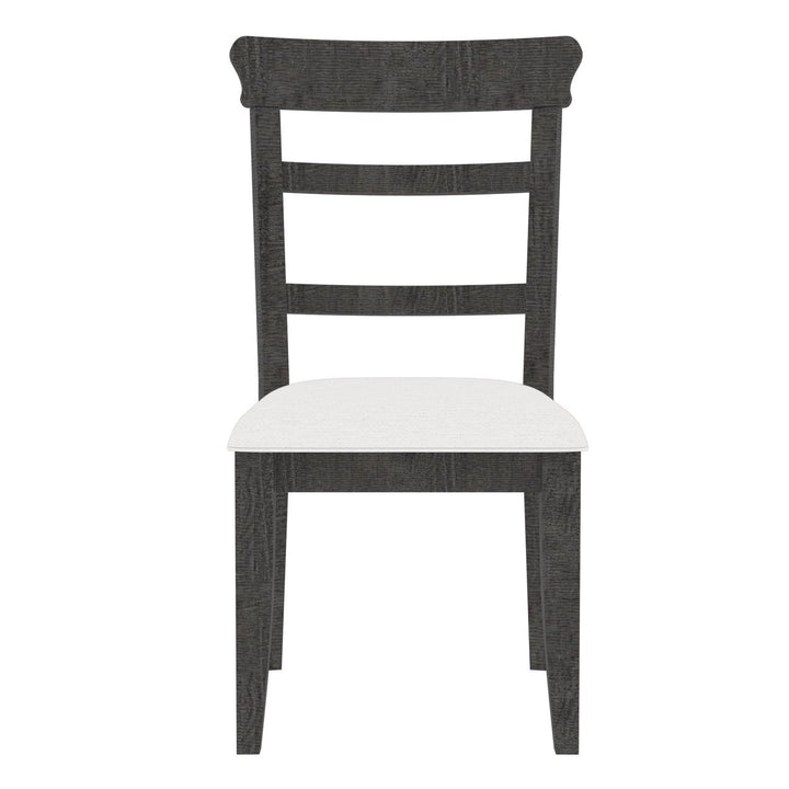 Upholstered Cushion Seat Wooden Ladder Back Dining Chairs Set of 2 Dark Gray 19.1x24x37.4 Inch Image 1