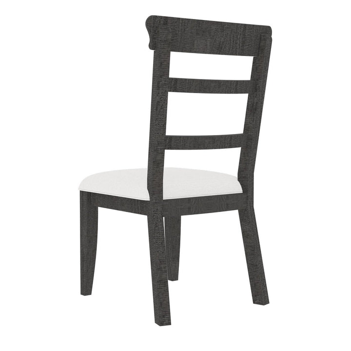 Upholstered Cushion Seat Wooden Ladder Back Dining Chairs Set of 2 Dark Gray 19.1x24x37.4 Inch Image 2