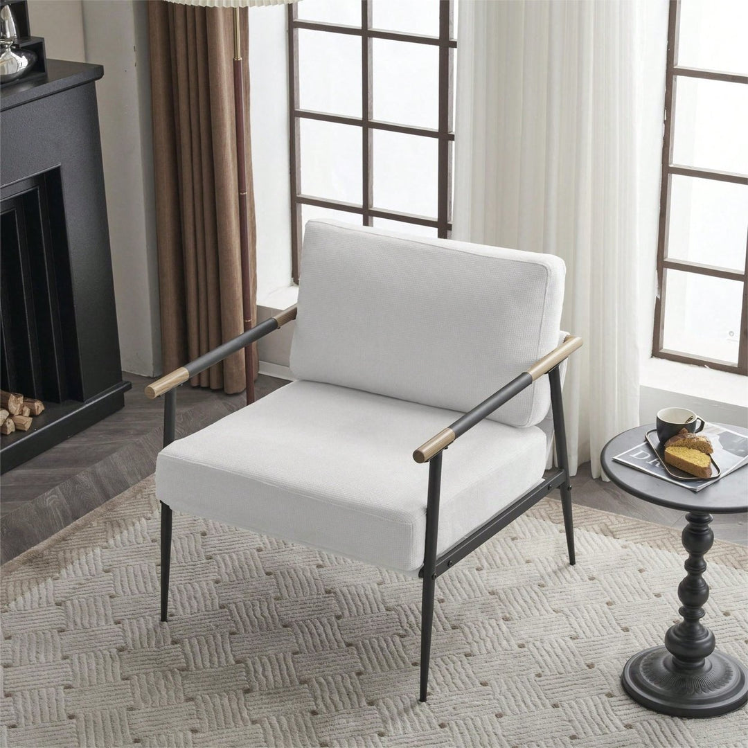 Upholstered Chenille Living Room Chair With Removable Seat And Back Cushion, Comfy Reading Chair For Bedroom Image 3