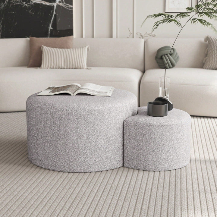 Upholstered Nesting Coffee Tables (Set Of 2), Side Table, Footrest, Ottoman and Seat For Living Room Bedroom Entryway Image 4