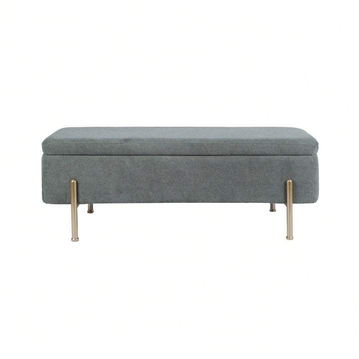 Upholstered Storage Bench With Chenille Fabric Image 1