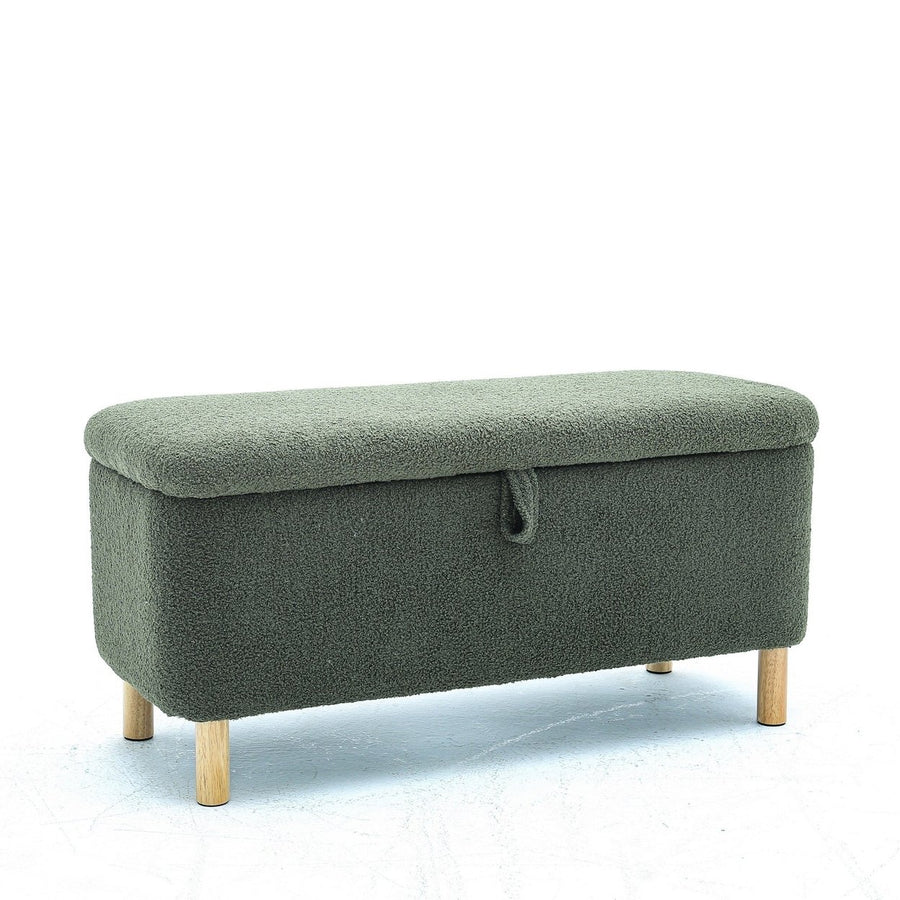 Upholstered Storage Ottoman Entryway Bench Green Modern Design for Living Room Bedroom Organization Image 1