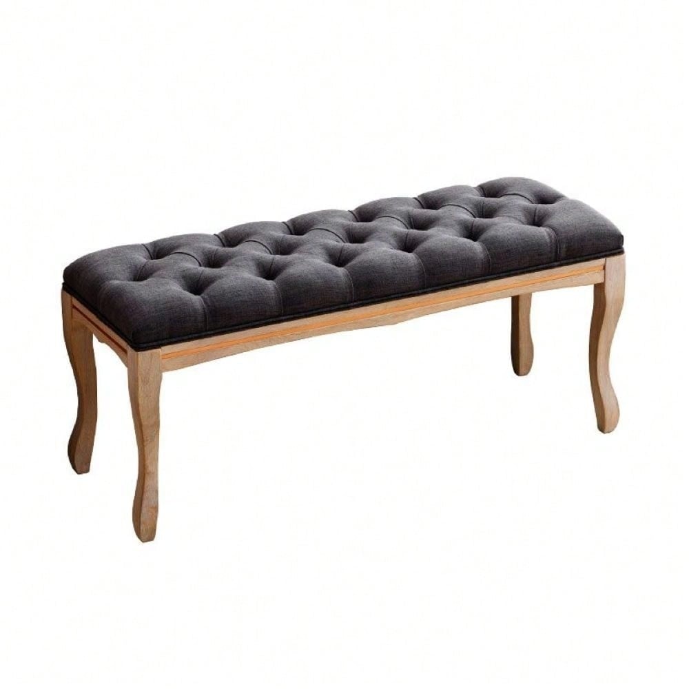 Upholstered Tufted Bench Ottoman , Velvet Dining Bench Bedroom Bench Footrest Stool Accent Bench For Entryway Dining Image 1