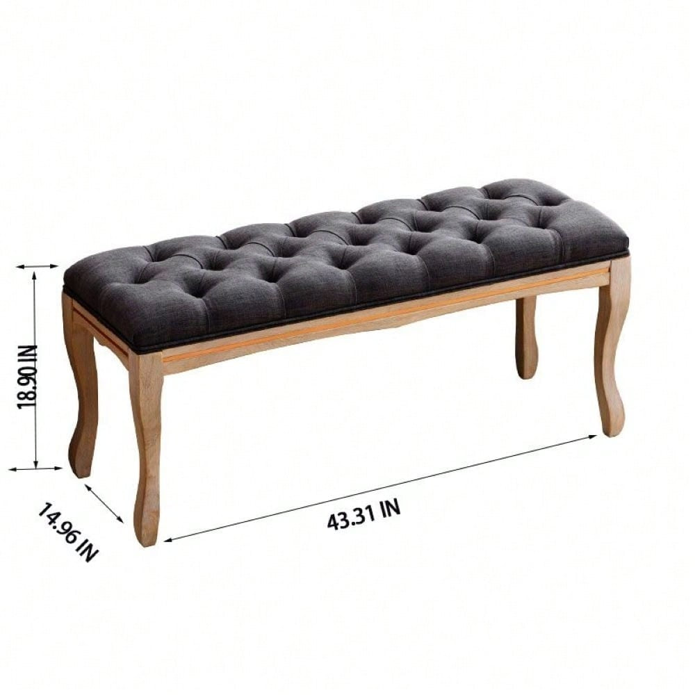 Upholstered Tufted Bench Ottoman , Velvet Dining Bench Bedroom Bench Footrest Stool Accent Bench For Entryway Dining Image 4