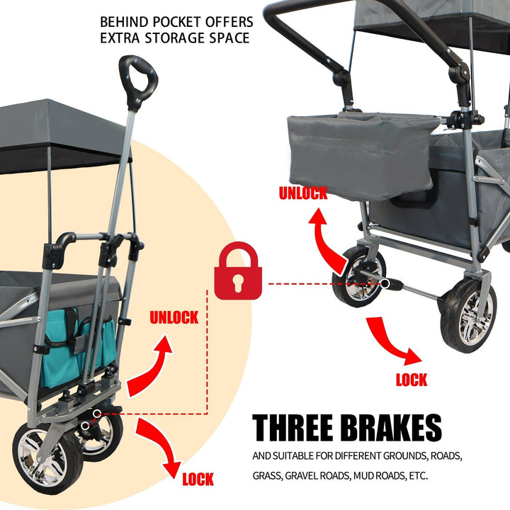 Utility Folding Wagon with Removable Canopy Image 7