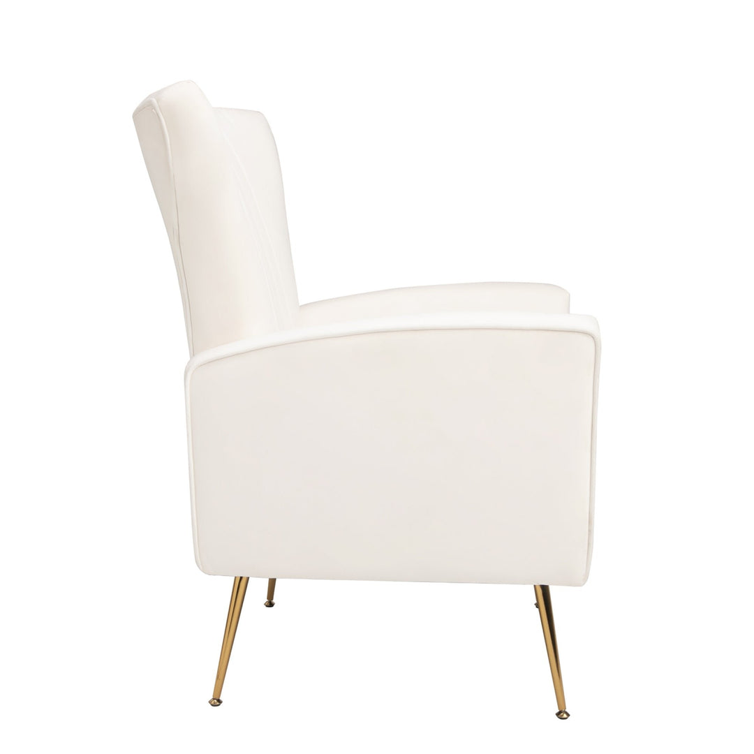 Velvet Accent Chair - Wingback Arm Chair with Gold Legs, Upholstered Single Sofa for Living Room or Bedroom, Stylish Image 3