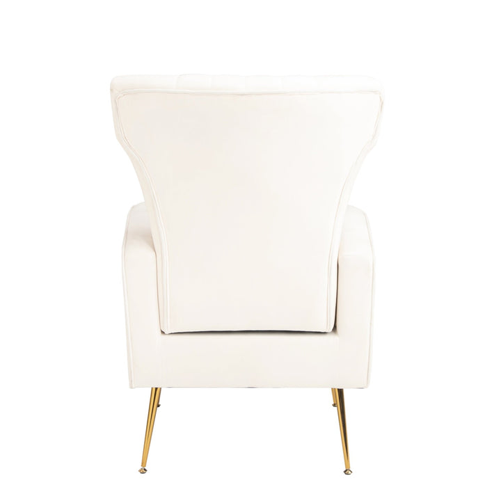 Velvet Accent Chair - Wingback Arm Chair with Gold Legs, Upholstered Single Sofa for Living Room or Bedroom, Stylish Image 8