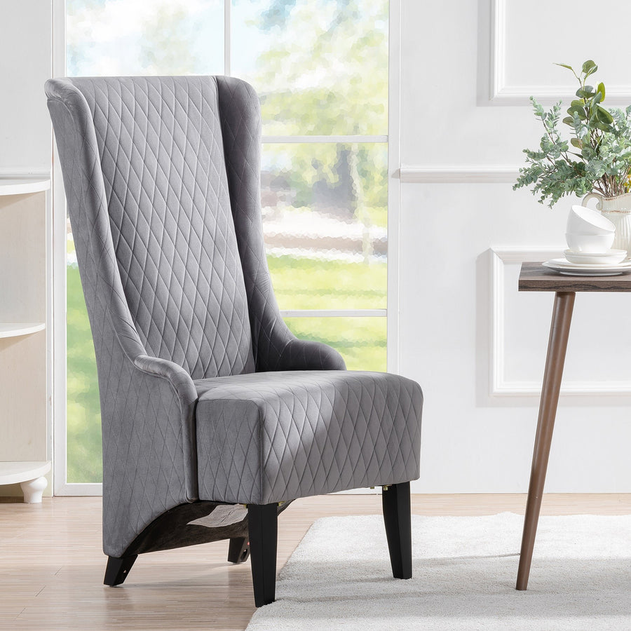 Velvet Accent Chair, 23.03 Wide High-Back Wingback Chair, Comfy Living Room Chair with Soft Padded Seat and Wooden Legs Image 1