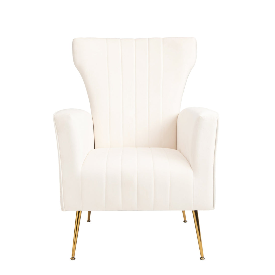 Velvet Accent Chair - Wingback Arm Chair with Gold Legs, Upholstered Single Sofa for Living Room or Bedroom, Stylish Image 9