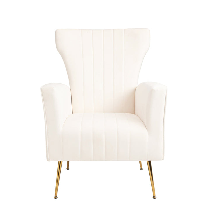 Velvet Accent Chair - Wingback Arm Chair with Gold Legs, Upholstered Single Sofa for Living Room or Bedroom, Stylish Image 9