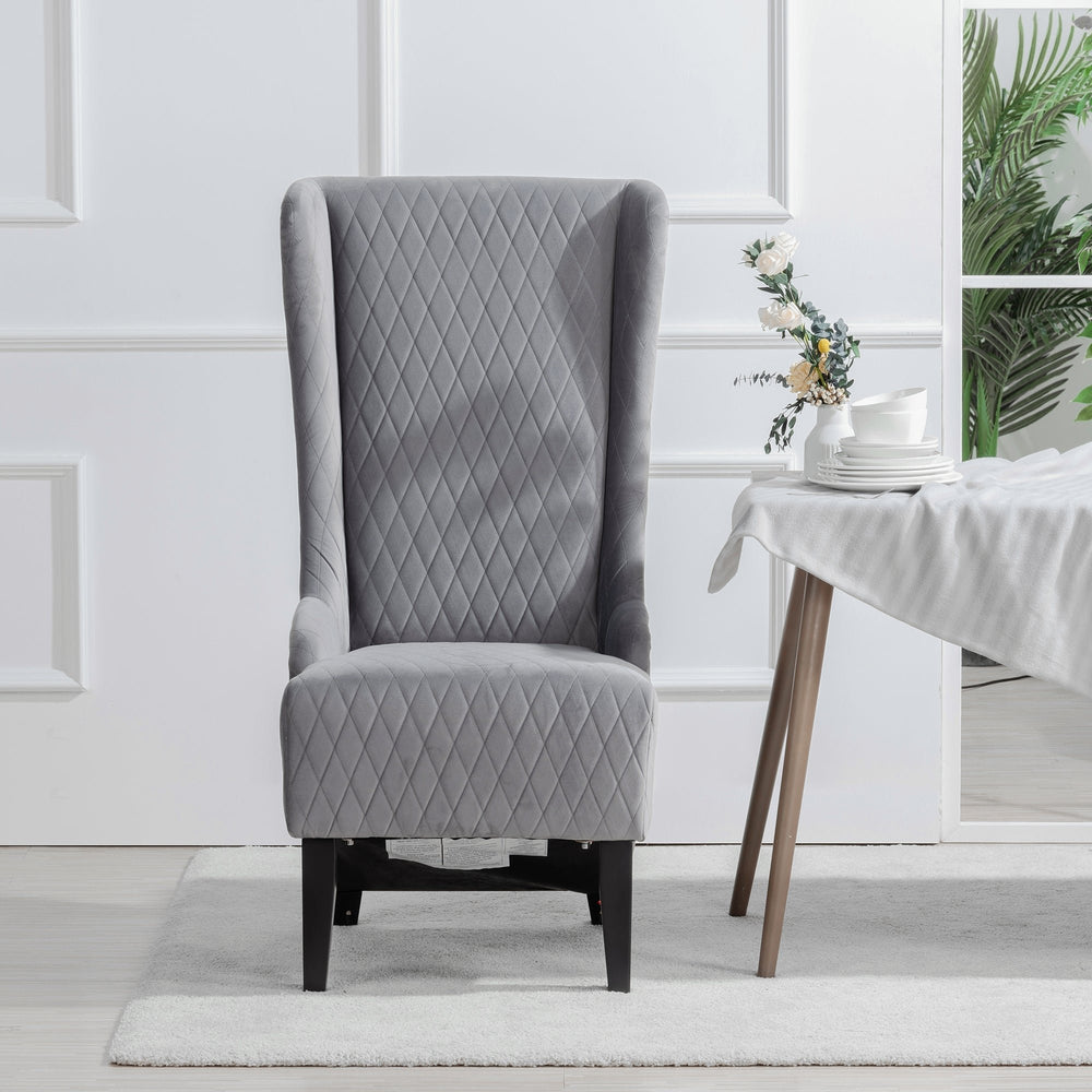 Velvet Accent Chair, 23.03 Wide High-Back Wingback Chair, Comfy Living Room Chair with Soft Padded Seat and Wooden Legs Image 2