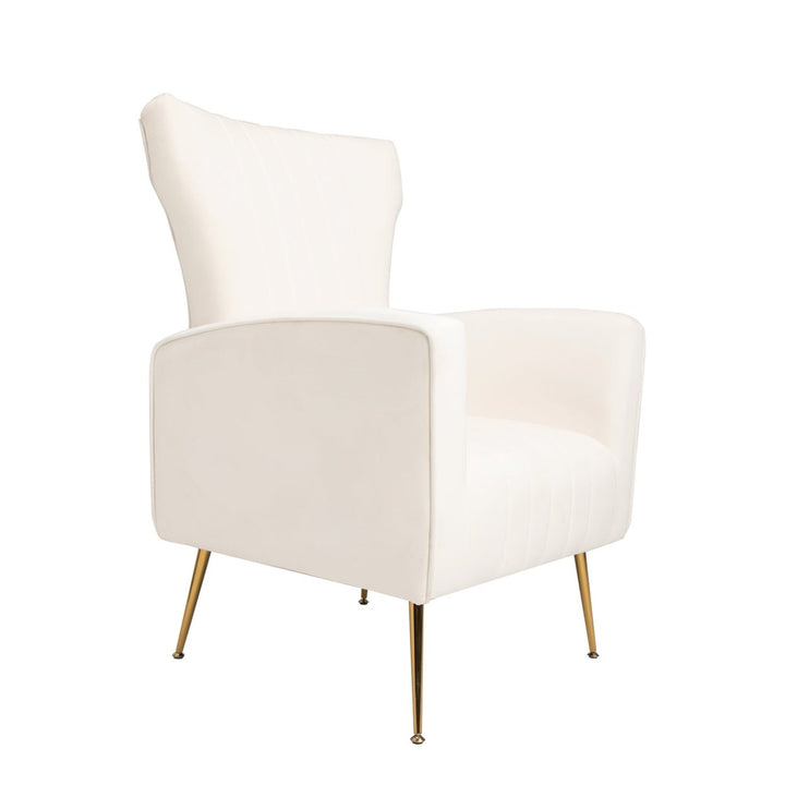 Velvet Accent Chair - Wingback Arm Chair with Gold Legs, Upholstered Single Sofa for Living Room or Bedroom, Stylish Image 10