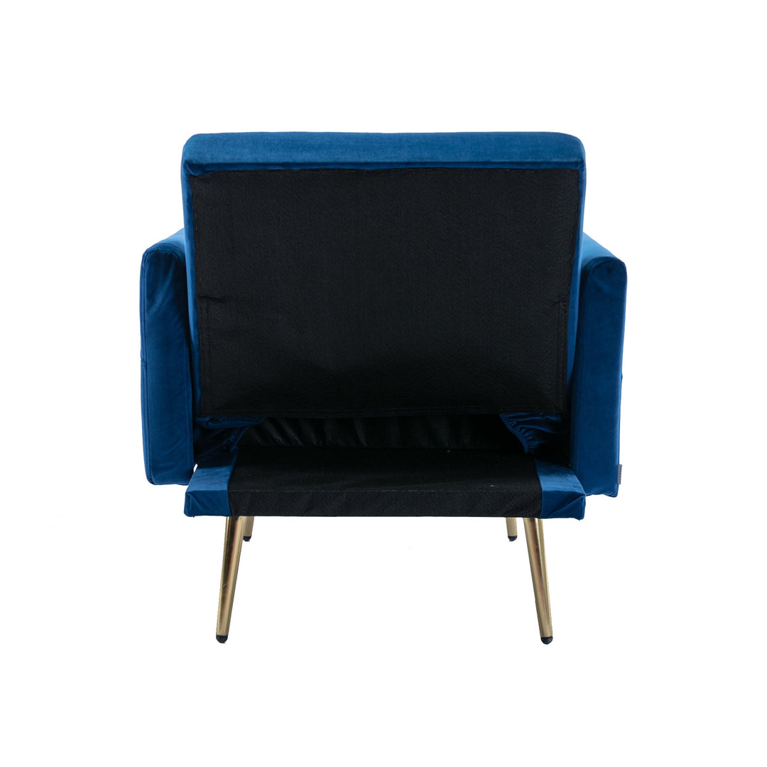 Velvet Accent Chair with Adjustable Armrests and Backrest, Button Tufted Lounge Chair, Single Recliner Armchair with Image 10