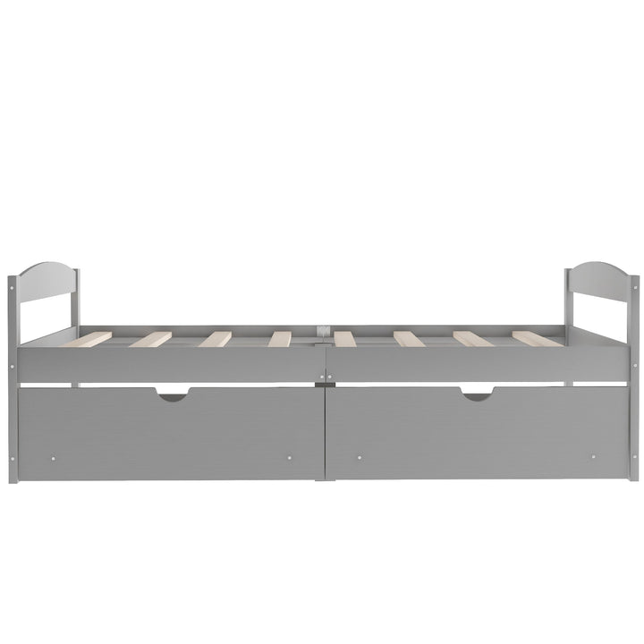 Twin Size Platform Bed with Two Drawers Gray Image 6