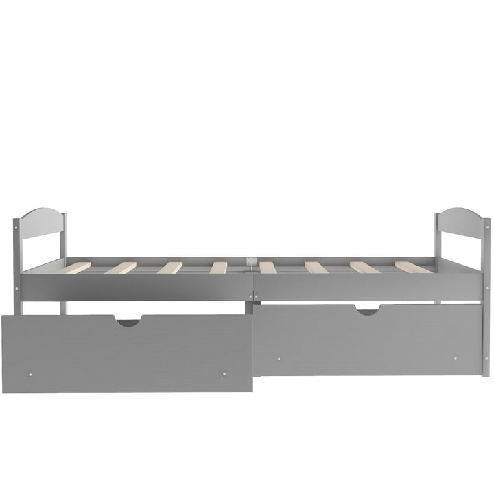 Twin Size Platform Bed with Two Drawers Gray Image 9