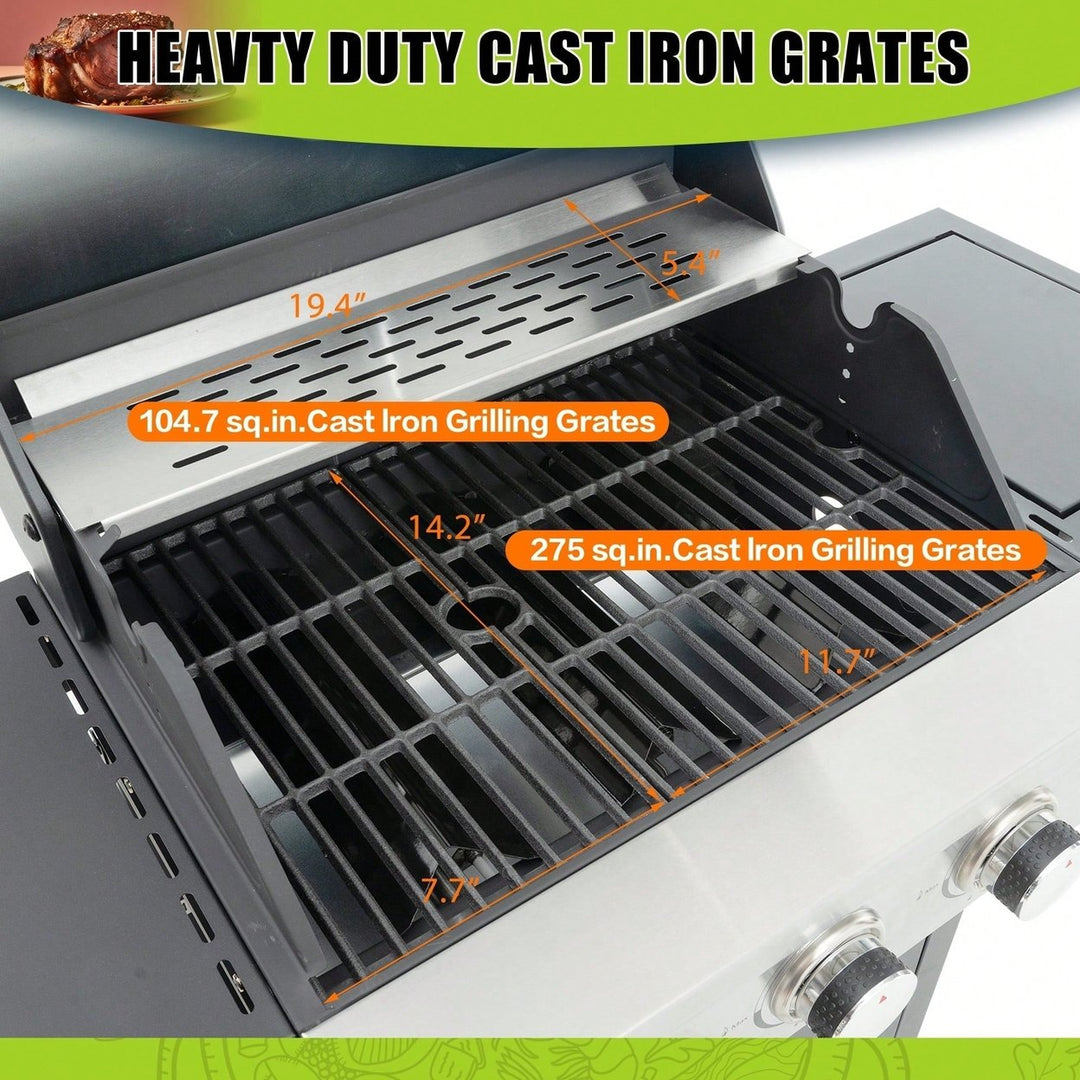 Versatile 3-Burner Propane Grill with Side Burner 37000 BTU Stainless Steel for Outdoor Cooking Black Silver Finish Image 8