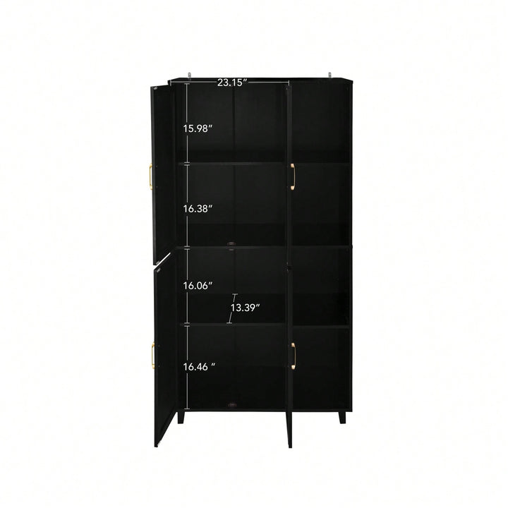 Versatile 4-Door Storage Cabinet With 4 Adjustable Shelves For Organized Spaces Image 5