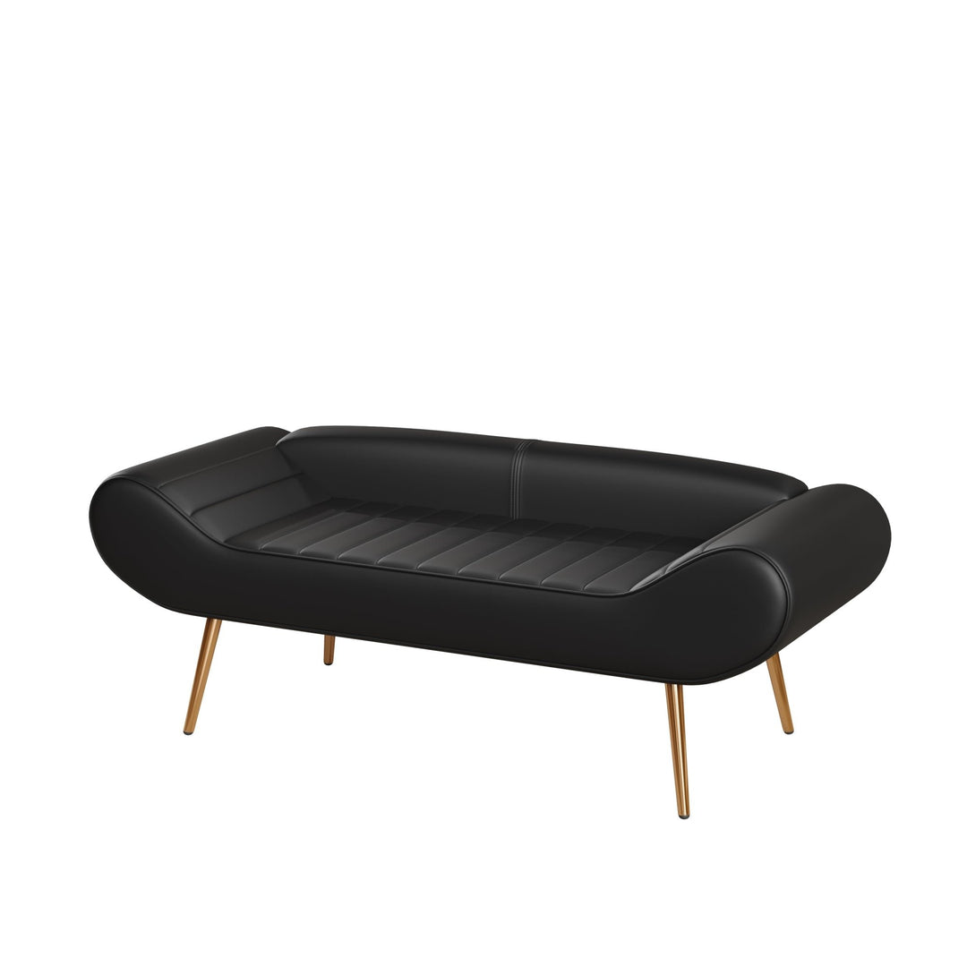 Versatile 57-Inch Black Sofa Stool with PVC Fabric  Ideal for Bedside or Porch Use Image 5