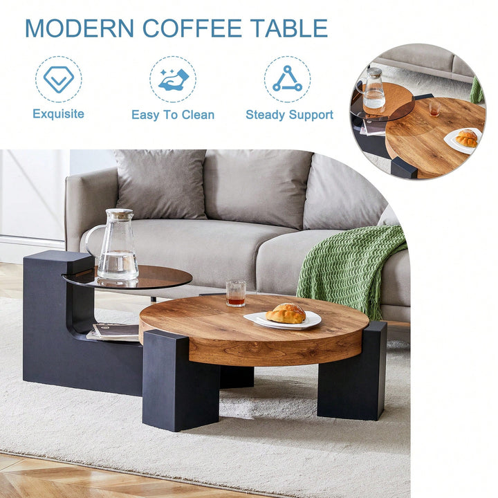 Versatile Detachable Double-Decker Coffee Table - Stylish Design For Flexible Space Utilization In Any Setting Image 7