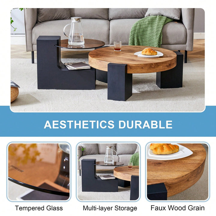 Versatile Detachable Double-Decker Coffee Table - Stylish Design For Flexible Space Utilization In Any Setting Image 8