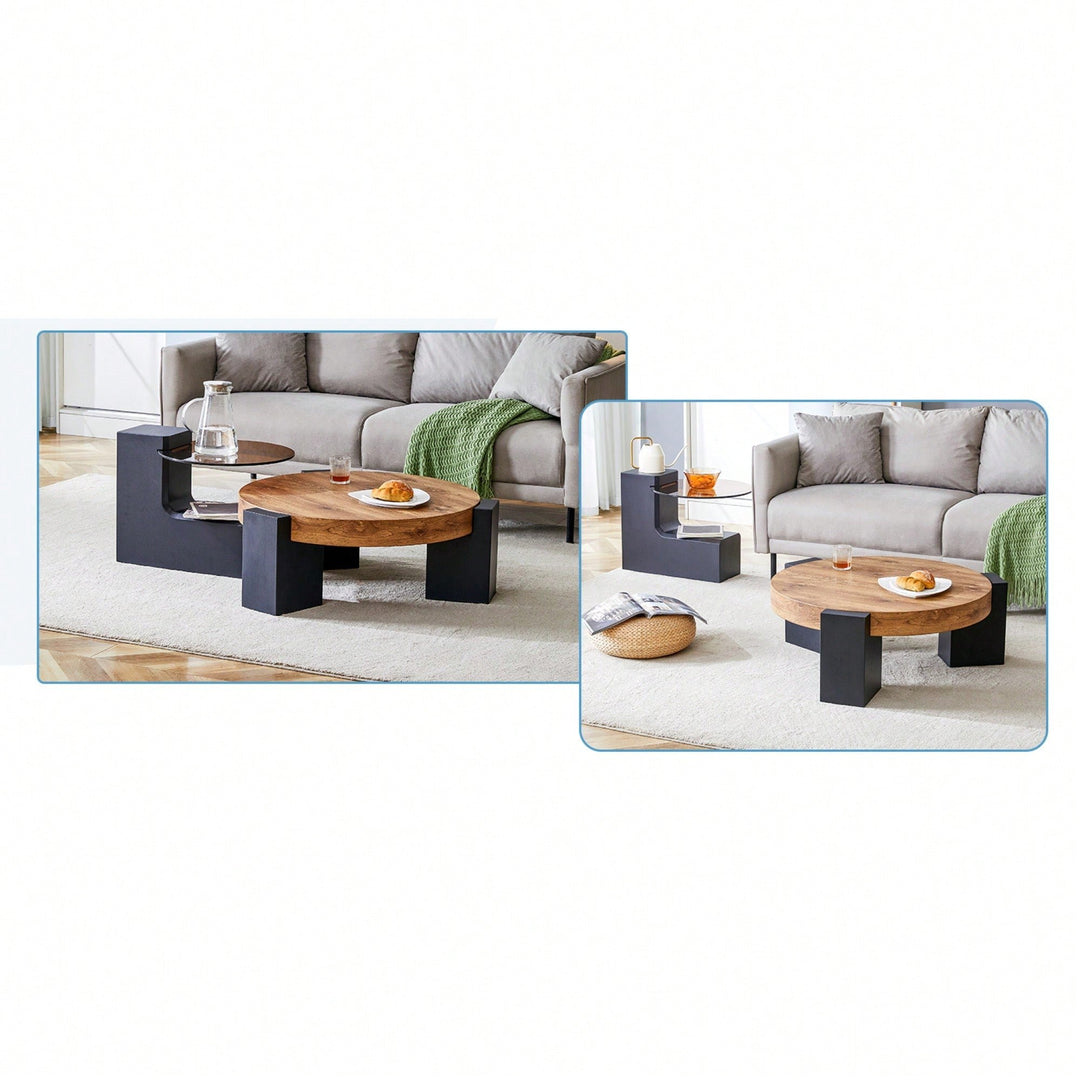 Versatile Detachable Double-Decker Coffee Table - Stylish Design For Flexible Space Utilization In Any Setting Image 9