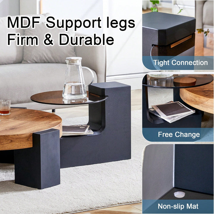 Versatile Detachable Double-Decker Coffee Table - Stylish Design For Flexible Space Utilization In Any Setting Image 10