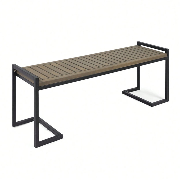 Versatile Industrial-Style Wood And Metal Bench For Home Or Office Use Image 2