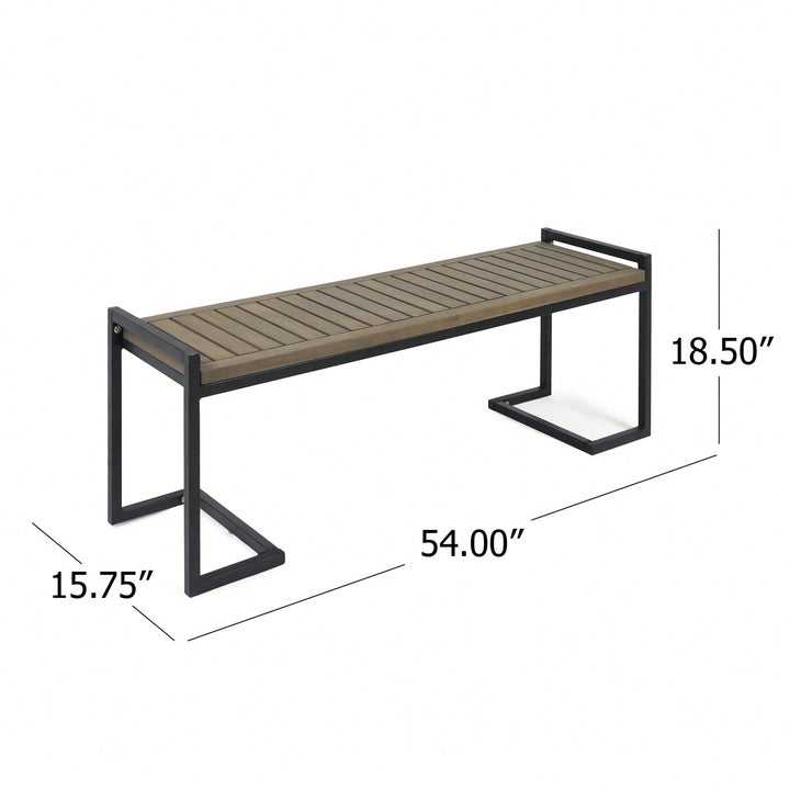 Versatile Industrial-Style Wood And Metal Bench For Home Or Office Use Image 5