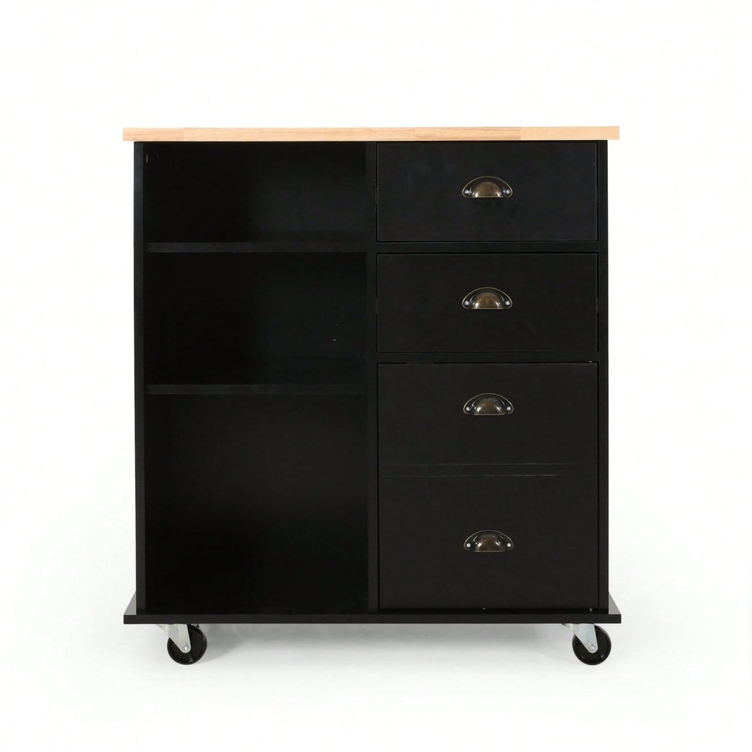 Versatile Kitchen Cart With Double Drawers And Single Door For Storage And Organization Image 1