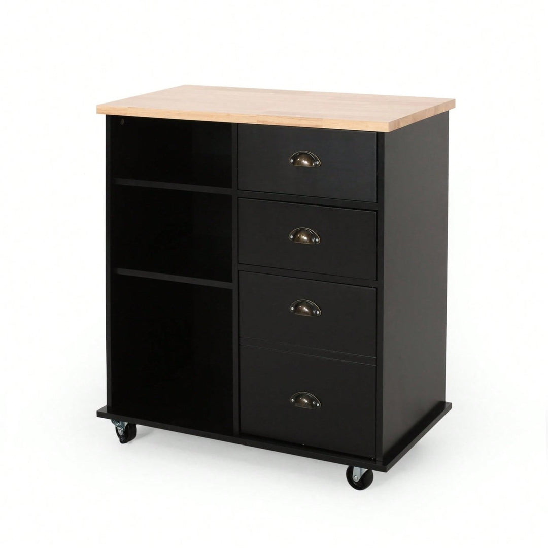 Versatile Kitchen Cart With Double Drawers And Single Door For Storage And Organization Image 2