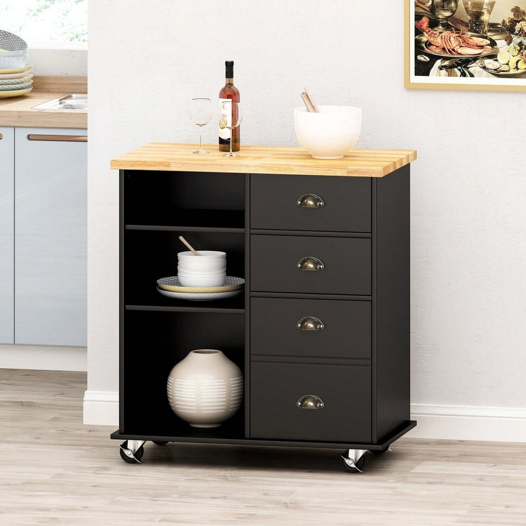 Versatile Kitchen Cart With Double Drawers And Single Door For Storage And Organization Image 8