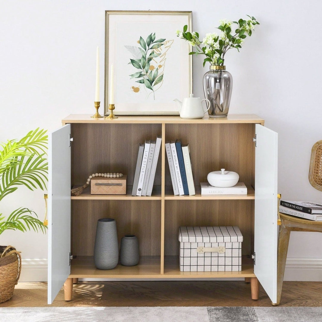 Versatile Modern Sideboard Buffet Cabinet with Adjustable Shelves and Doors for Kitchen Dining Living Room Storage Image 3