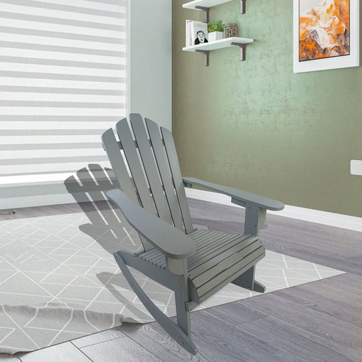 Wooden Outdoor Rocking Adirondack Chair Image 1