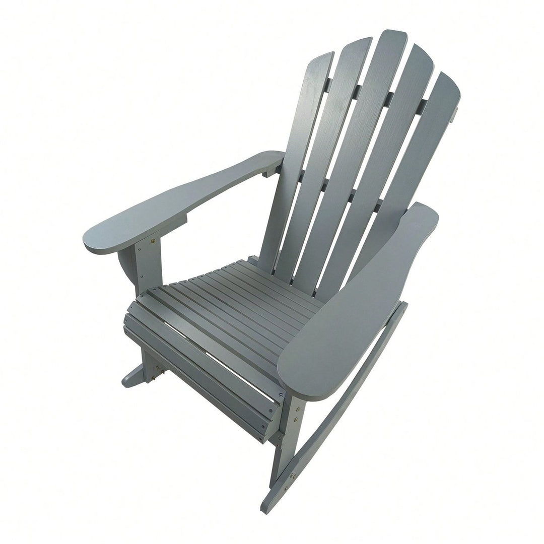 Wooden Outdoor Rocking Adirondack Chair Image 5