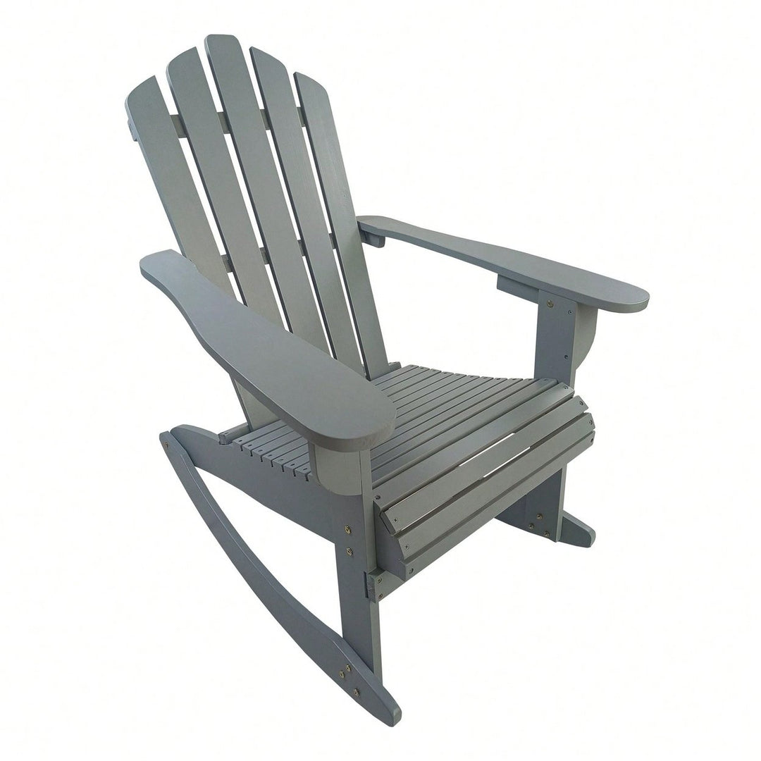 Wooden Outdoor Rocking Adirondack Chair Image 6