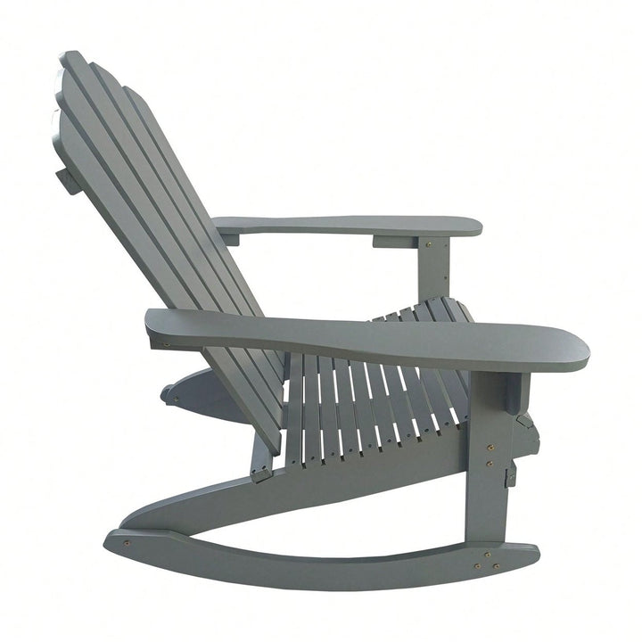 Wooden Outdoor Rocking Adirondack Chair Image 7