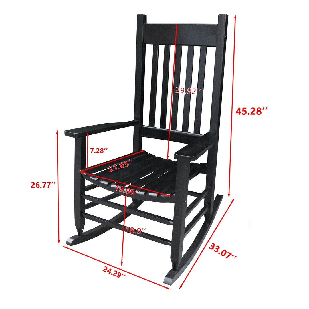 Wooden Porch Rocker Chair Black Without Mat Image 7