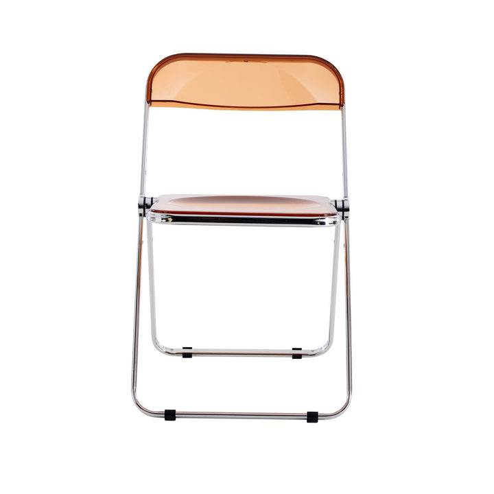 Yellow Clear Transparent Folding Chair - PC Plastic Seat for Living Room, Dining, and Outdoor Use Image 5