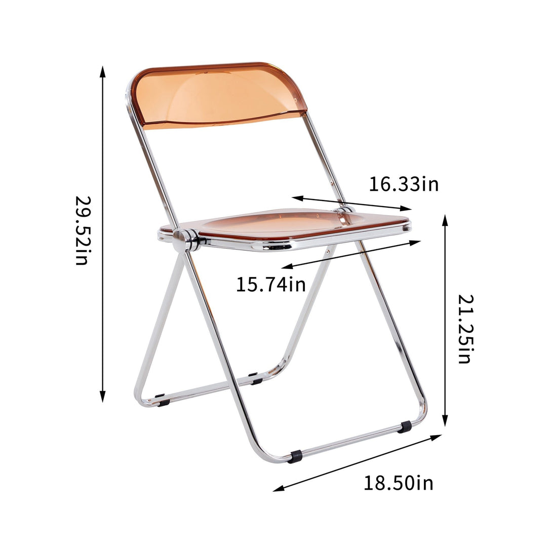 Yellow Clear Transparent Folding Chair - PC Plastic Seat for Living Room, Dining, and Outdoor Use Image 6