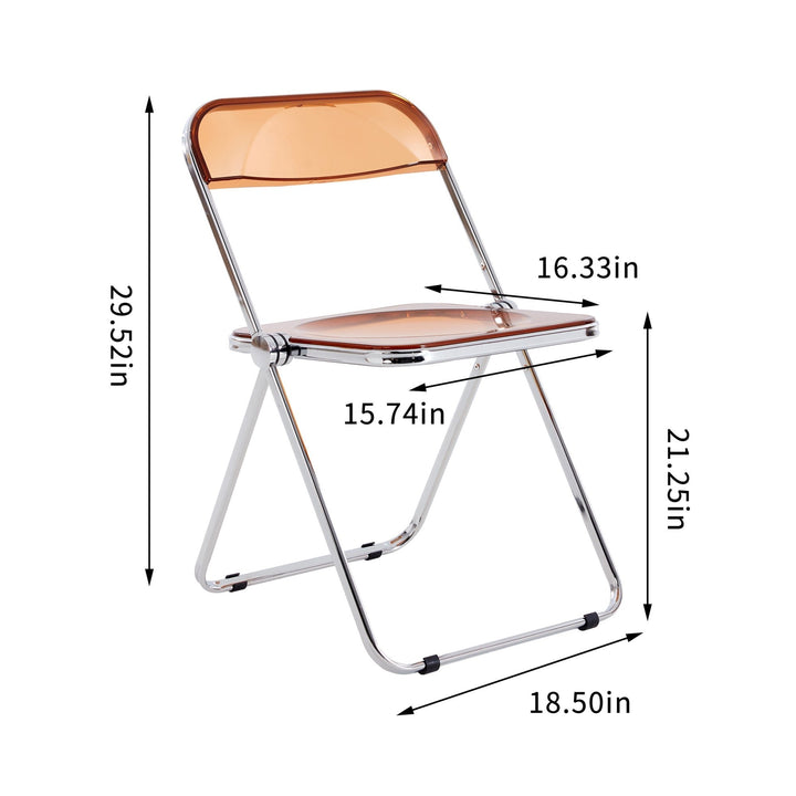 Yellow Clear Transparent Folding Chair - PC Plastic Seat for Living Room, Dining, and Outdoor Use Image 6