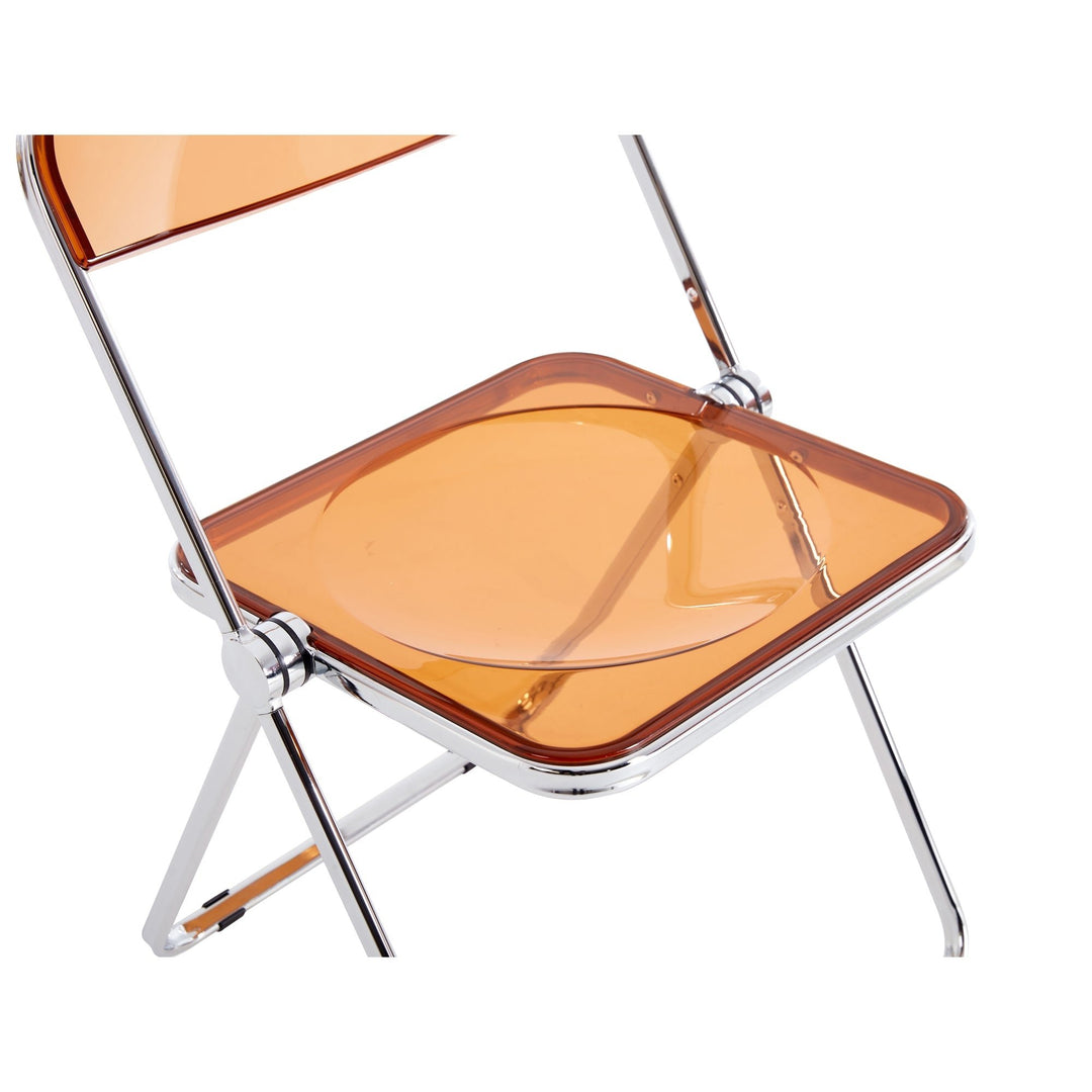 Yellow Clear Transparent Folding Chair - PC Plastic Seat for Living Room, Dining, and Outdoor Use Image 9