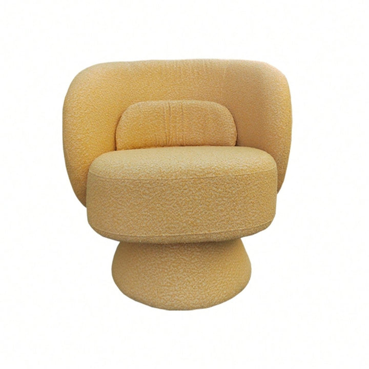 Yellow Swivel Sherpa Accent Chair with Pillows Modern Barrel Chair for Living Room Bedroom or Office Image 1