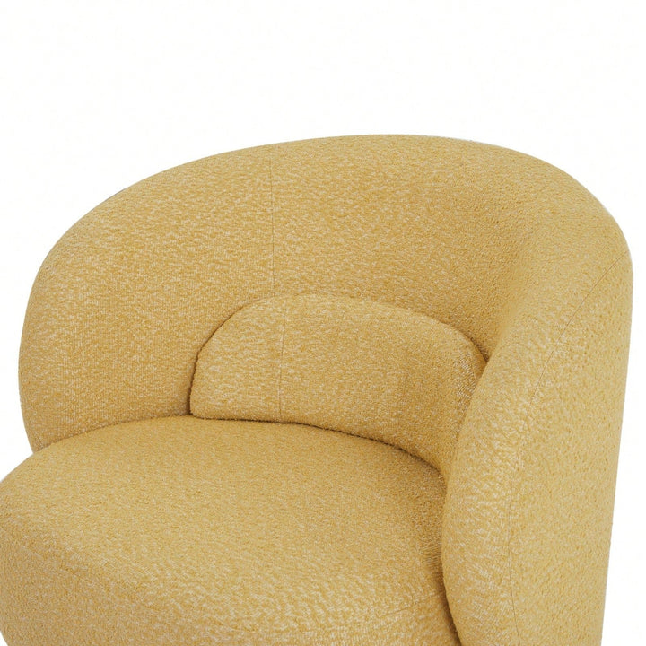 Yellow Swivel Sherpa Accent Chair with Pillows Modern Barrel Chair for Living Room Bedroom or Office Image 2