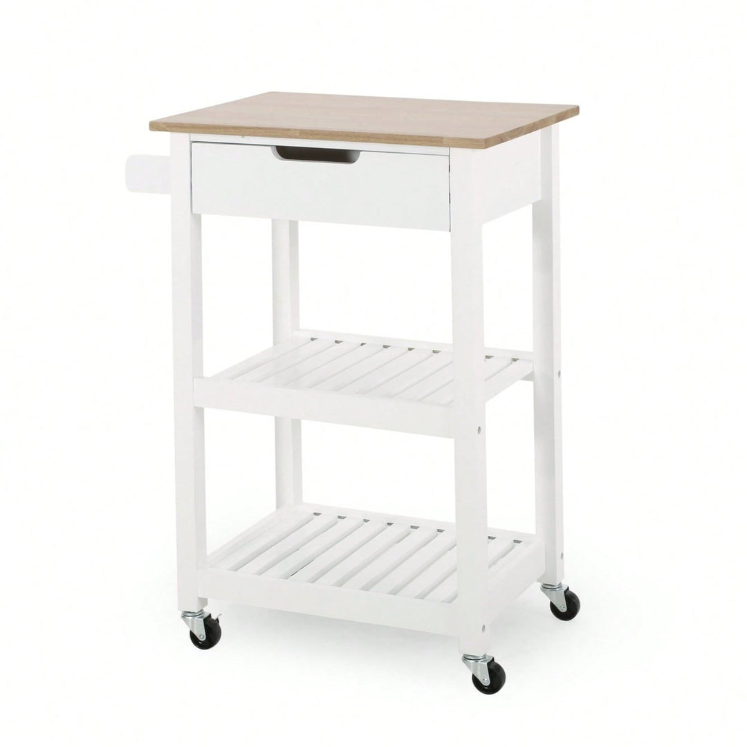 Versatile Wooden Kitchen Cart With Storage And Wheels For Easy Mobility Image 2