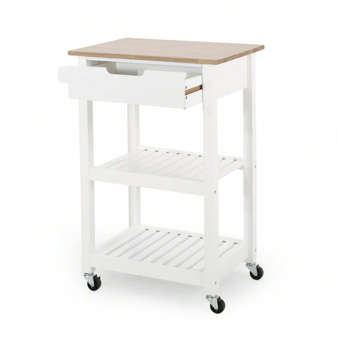 Versatile Wooden Kitchen Cart With Storage And Wheels For Easy Mobility Image 3