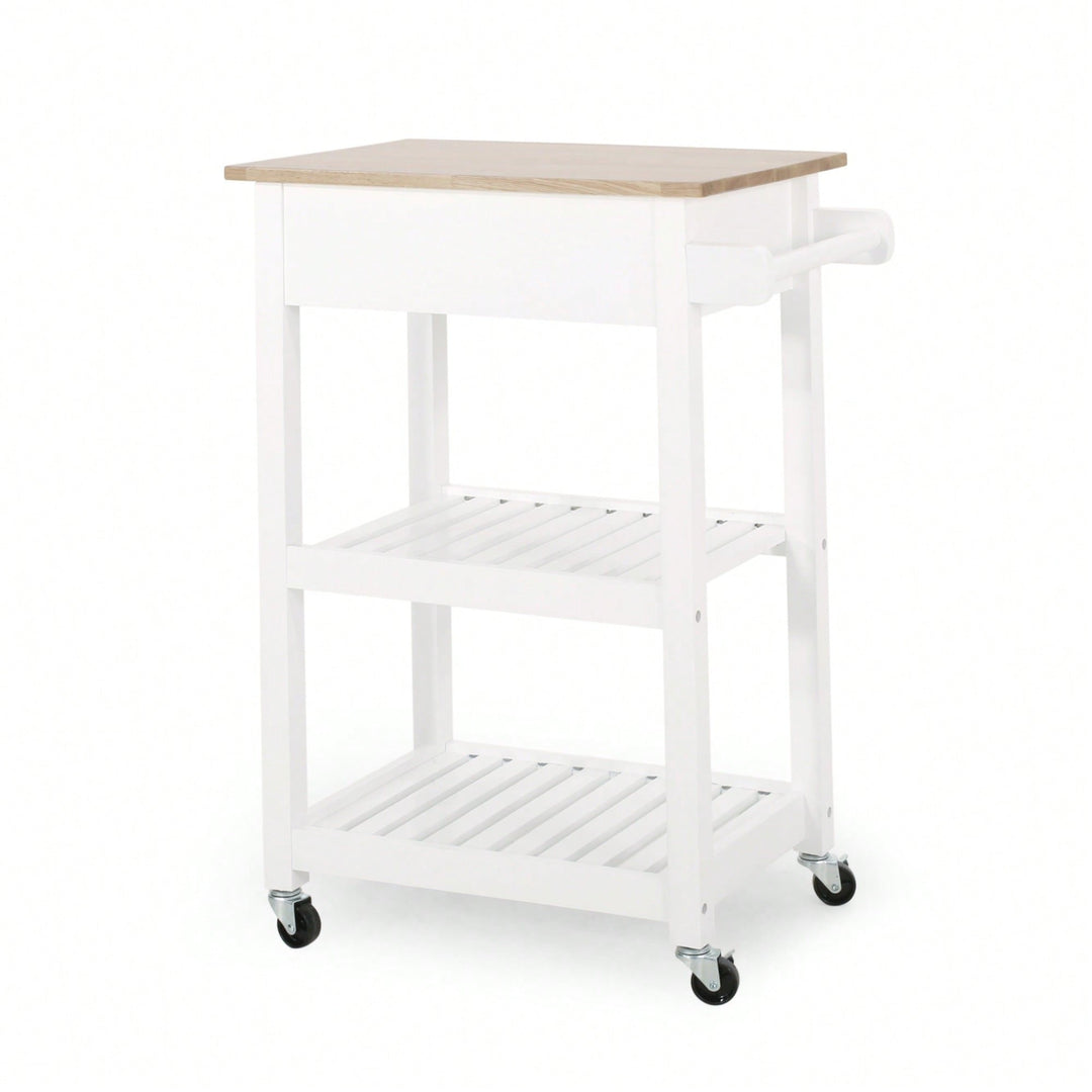 Versatile Wooden Kitchen Cart With Storage And Wheels For Easy Mobility Image 4