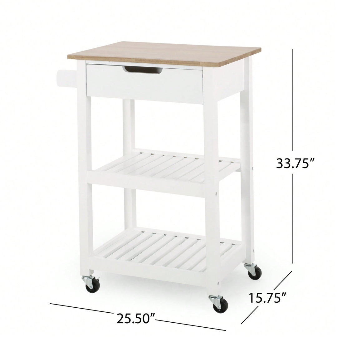 Versatile Wooden Kitchen Cart With Storage And Wheels For Easy Mobility Image 5